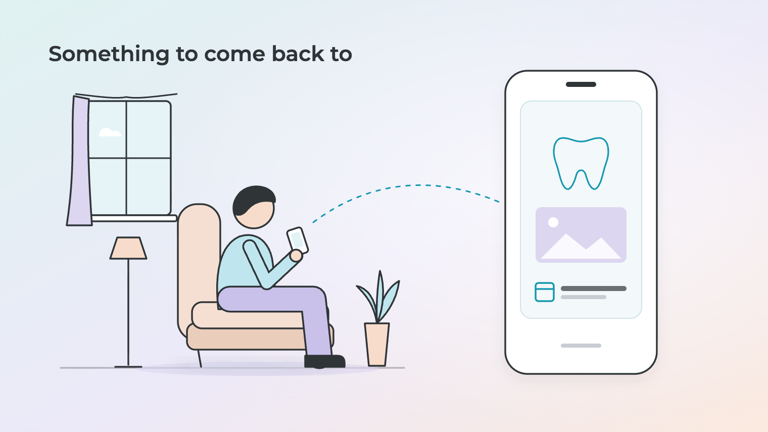 A patient at home looking at their dental report on a phone