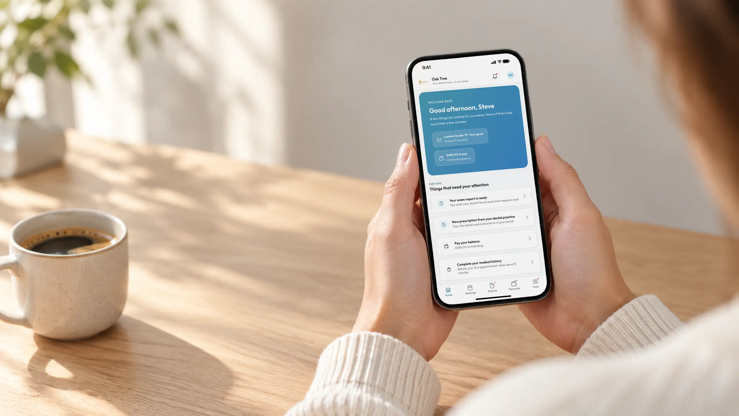 A patient using Lumina Portal on their phone