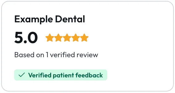 The practice's review widget, with verified patient feedback